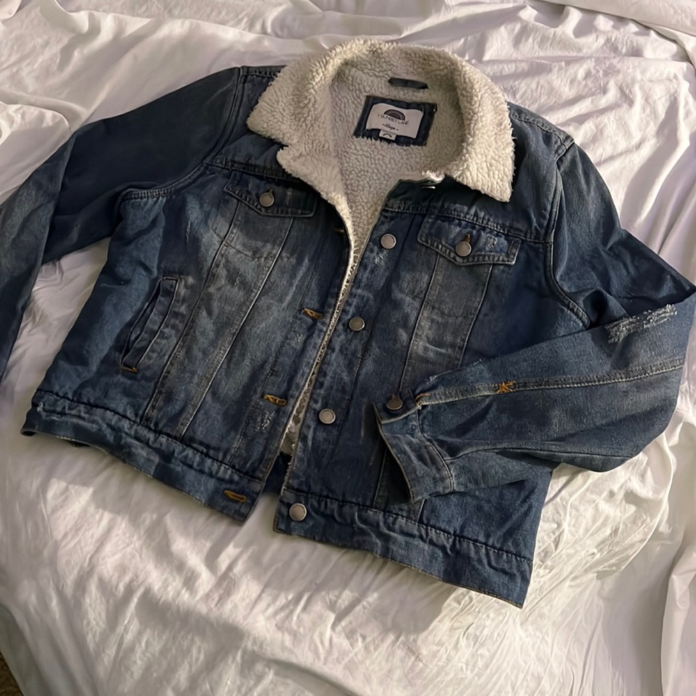 Sherpa lined denim jacket for a concerningly mild winter